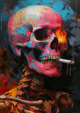 Skeleton Smoking Cyberpunk