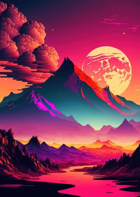 sunset mountain scape