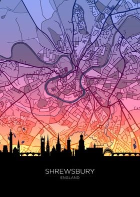 Shrewsbury Skyline Map