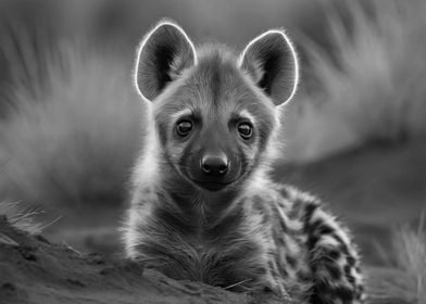 Hyena Cub In The Savannah