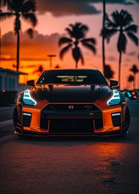 Miami Sunset Nissan GTR
