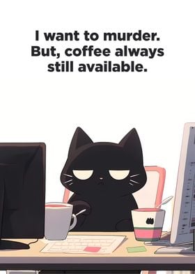 Office Cat and Coffee