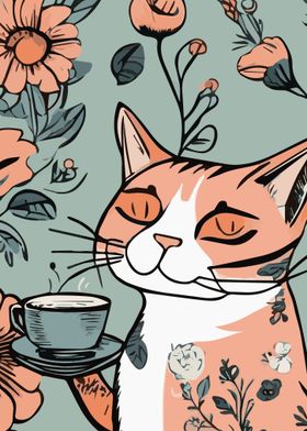 Cat Coffee Flowers 6