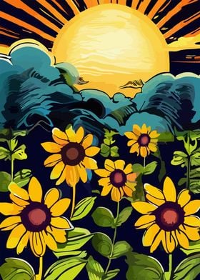 sun flowers poster art