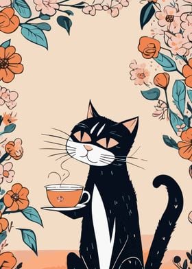 Cat Coffee Flowers 2