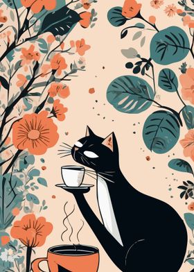 Cat Coffee Flowers 5