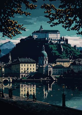 Salzburg City Pixel Art