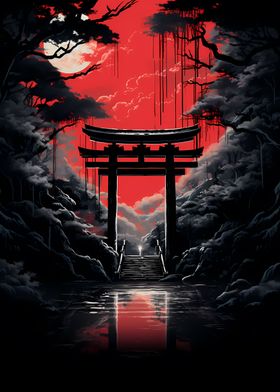 japanese red temple