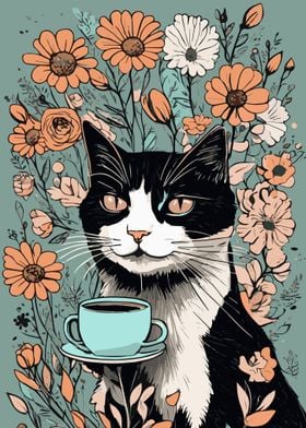 Cat Coffee Flowers 8