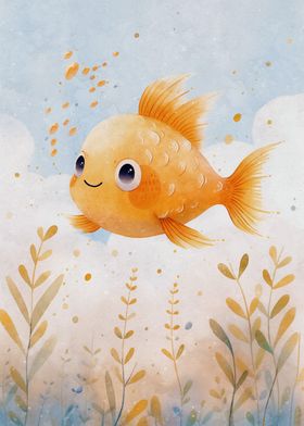 Cute watercolor fish