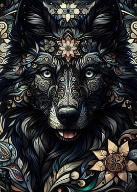 Black tattooed wolf