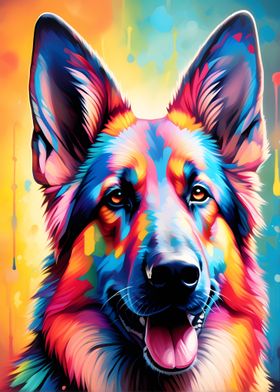 Colorful German Shepherd