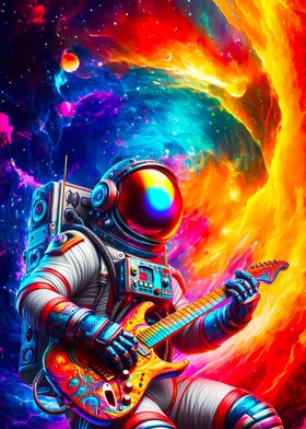 Astronaut play the guitar