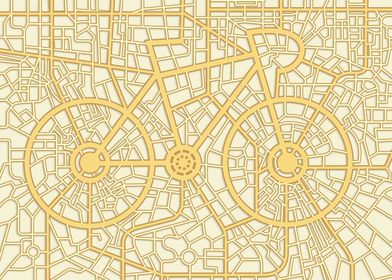 city road bike map lineart