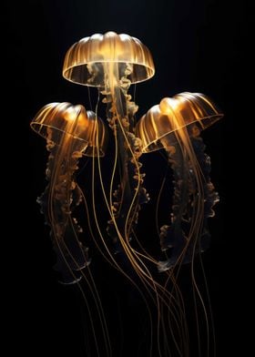 Gold Dark Jellyfish
