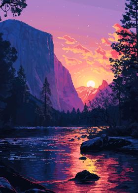 Purple Yosemite Pixel Art