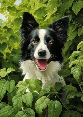 Border Collie in green