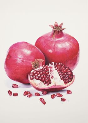 Two Pomegranates on White