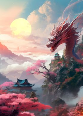 Dragon above clouds