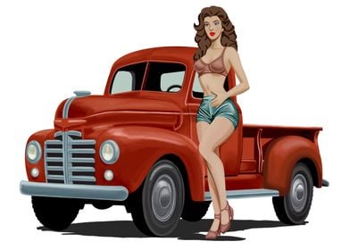 Retro Red Truck 