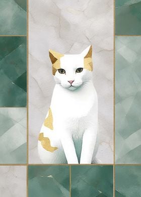 Cat Abstract Gold Decor
