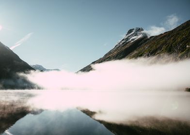 Norway mountains in fog