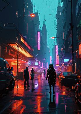 Cyberpunk Neon Night City
