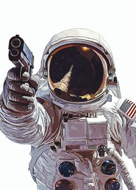 Astronaut holding a gun