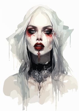 Vampire Girl Watercolor