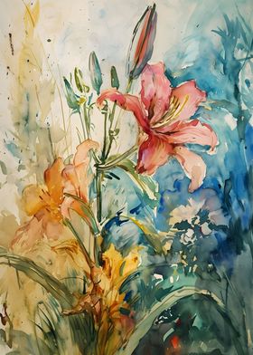 Lily Watercolor Poster