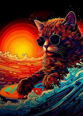 surfing cat animal