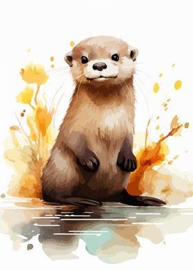 Watercolor Otter