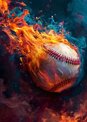 Abstract Baseball Flames