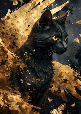 Black and Gold Cat Angel