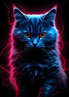 Colorful Neon Cat