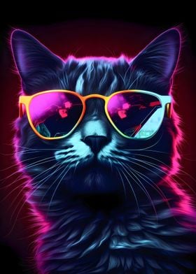 Colorful Neon Cat