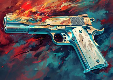 Colt 1911 Abstract Flames