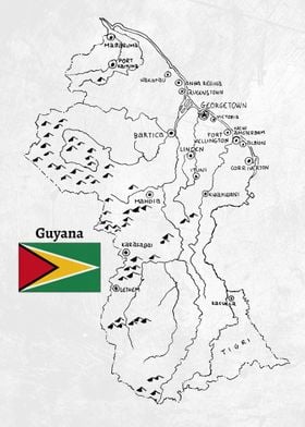 Handdrawn Guyana Map