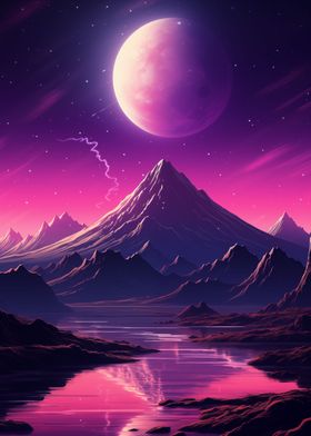 Mountains Under Moonlight