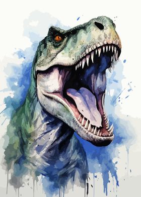 Dino And T Rex Watercolor