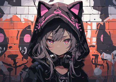 Anime Cat Girl Graffiti