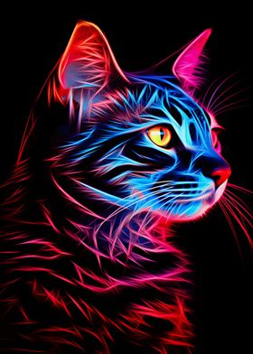 Colorful Neon Cat