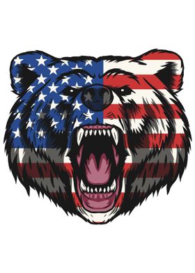 Bear American Flag Art