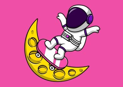 Cute Astronaut Moon 