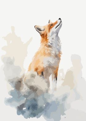 Cute Fox Watercolor Art