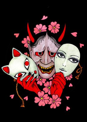 Japanese demon mask art