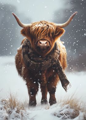 Cozy Highland Cow Winter