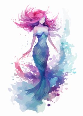 Sweet Mermaid Watercolor