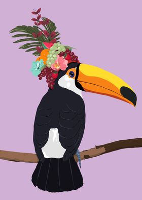 Toucan With Fruit Hat