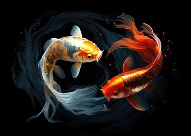 Yin and Yang Koi Fish